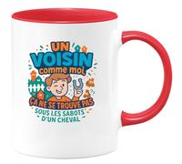 quotedazur - MugUn Voisin comme moi, ça ne se trouve pas sous les sabots d'un cheval - Tasse Cadeau Voisin Homme - Rouge/Céramique