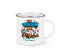 quotedazur - MugUn Voisin comme moi, ça ne se trouve pas sous les sabots d'un cheval - Tasse Cadeau Voisin Homme - Blanc/Emaillé