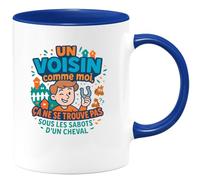 quotedazur - MugUn Voisin comme moi, ça ne se trouve pas sous les sabots d'un cheval - Tasse Cadeau Voisin Homme - Bleu/Céramique