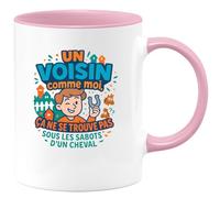 quotedazur - MugUn Voisin comme moi, ça ne se trouve pas sous les sabots d'un cheval - Tasse Cadeau Voisin Homme - Rose/Céramique