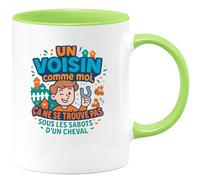 quotedazur - MugUn Voisin comme moi, ça ne se trouve pas sous les sabots d'un cheval - Tasse Cadeau Voisin Homme - Vert/Céramique