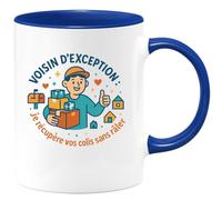 quotedazur - MugVoisin d'exception : je récupère vos colis sans râler - Tasse Cadeau Voisin Homme - Bleu/Céramique