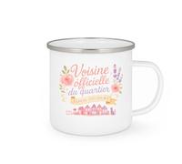 quotedazur - MugVoisine officielle du quartier depuis toujours - Tasse Cadeau Voisine Femme - Blanc/Emaillé