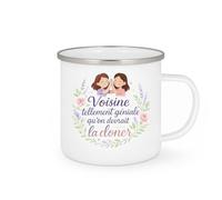 quotedazur - MugVoisine tellement géniale qu'on devrait la cloner - Tasse Cadeau Voisine Femme - Blanc/Emaillé