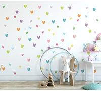 QuoteMyWall Lot de 90 autocollants muraux amovibles en forme de cœur pastel pour chambre d'enfant, chambre d'enfant, décoration bohème chic