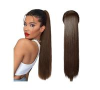 Quotidienne Brazilian Human Hair Ponytail Hairpiece 16-26 Inch Long Straight Drawstring Ponytail Extensions #4 Medium Brown pour Femmes(26inches)
