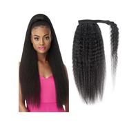 Quotidienne Extension de queue de cheval droite crépue de 10 à 26 pouces, postiche à enrouler autour de la queue de cheval, postiche Yaki lisse, pâte magique, queue de cheval de cheveux humains vierge