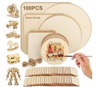 QUOTRE 100 Pièces Plaques en Bois Disques en Bois non Traitées pour l'artisanat 7 Tailles avec Corde de Chanvre pour Bricolage Pyrogravure Sculpture Peinture