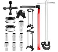 QUOTRE Clé pour Robinet Set 15 Pièces Kit d'Outils de Plomberie Multifonctionnel Réglable Multi-tailles Cle pour Robinet Evier pour Salle de Bain Cuisine Plomberie Réparer