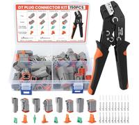 QUOTRE Lot de 151 Connecteurs Allemands pour Voiture, 2/3/4/6 Broches étanches, avec Pince à Sertir pour 0,5-2.5mm²(AWG 20-16), kit de Connecteurs Allemands, pour Voiture, Moto, Camion, Bateau