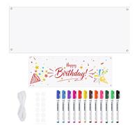 QUOTRE Marqueur Textile Permanent 12 Couleurs Vives 300 x 100CM Bannières Blanche avec Corde de Suspension de 6 m Pour DIY Développer l'Imagination Peint À La Main Décoration De Fond D'Événement