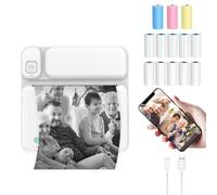 QUOXO Imprimante Thermique sans Fil de Poche Portable 200dpi, Mini-imprimante sans Encre pour mémo avec Papier, Dispositif d'impression Bluetooth pour étudiants (Vert)