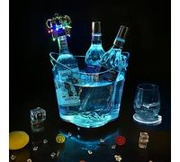 QUOXO Le dernier Seau à Glace LED Transparent de Grande capacité 6L, KTV Bars Vin Champagne Bière Refroidisseur (Changement de Couleur)