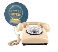 QUOXO Livre d'or Audio Haut de Gamme avec Signe de Mariage LED Gratuit | Livre d'or Audio de Style Vintage et rétro | Téléphone à Cadran avec Enregistrement Audio des Messages vocaux (Brun Clair)