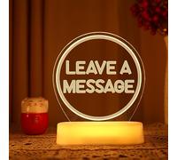 QUOXO Panneau de Table Leave A Message pour Livre d'or Audio Décor de réception de Mariage avec lumière Chaude (Blanc Chaud)