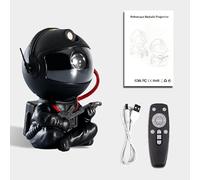 QUOXO Projecteur d'astronaute, ciel étoilé galaxie étoiles projecteur veilleuse lampe à LED pour chambre à coucher décor veilleuses décoratives (Jouer de la guitare - Noir)