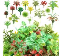 QUOZUO 100 pièces Plantes Miniatures Modèle Diorama Arbre Architecture Arbres en Plastique Plantes pour DIY Art Jardin Scène Paysage Décorations Chemin de Fer Architecture Sets