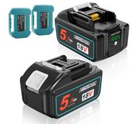 QUPERR Lot de 2 batteries de rechange 5500 mAh pour Makita 18 V - Haute capacité - Compatible avec batterie Makita Lithium-Ion LXT - Compatible avec les outils sans fil BL1850 BL1850B BL1840 BL1830
