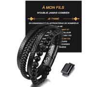 Qupuce Idee Cadeau Homme Bracelet Personnalisé D'Infini En Cuir Lettrage Je T'Aime, Anniversaire Homme Cadeau Mari Copain Couple Papa Grand Pere Fils Saint Valentin Fete Des Peres Noel