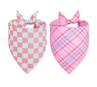 QUQULE Lot de 2 bandanas pour chien et fille, grande écharpe de printemps rose, bavoirs réversibles triangulaires durables pour chiot et animal domestique