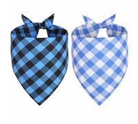 QUQULE Lot de 2 bandanas pour chien garçon - Écharpe de printemps bleue - Durable - Triangle réversible - Mouchoir pour chiot et animal domestique