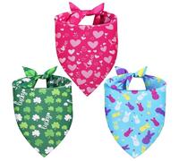 QUQULE Lot de 3 bandanas pour chien de Saint Patrick - Bandana coloré pour garçon et fille - Bavoirs triangulaires réversibles