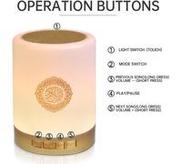 Quran Light Haut-Parleur Bluetooth Musulman Coran Lampe Tactile Lampe Tactile Traduction Du Coran Smart Touch Lampe Led Chargement Usb Télécommande Lumière Pour Chambre Salon