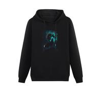QURUMBAGH Wolf Howling at The Moon Mens Hoodies Pullover Hoody Black Sweatershirt L