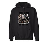 QURUMBAGH Z Nation Keep Calm Love 10K Vintage Mens Hoodies Pullover Hoody Black Sweatershirt XXL