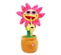 Qurygin Jouet De Fleur en Peluche Douce - 10,5x33cm Tournesol Dansant Chantant Parlant Enregistrement Répétitif Saxophone Lumineux Jouet De Fleur en Peluche Douce, Cadeau Amusant