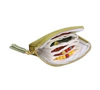 Qurygin Petit étui de voyage pour bijoux | Organiseur de bijoux de voyage en velours avec fermeture éclair - Organiseur de rangement pour bagues pour voyages d'affaires, dortoir, croisière, plage