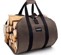 Qusa-Amagabeli Sac De Transport De Bois De Chauffage Toile Cirée Grand Transporteur De Bûches De Bois De Chauffage Feu Fourre-Tout De Rangement En Bois Robuste Porte-Bûches De Cheminée Marron Foncé