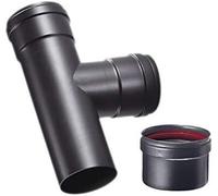 Qusa-Ligne Pellets Raccord En ""T""; Queue F-Noir-Ø 80 Mm, Avec Bouchon De Condensation-Raccord ""T"" Avec Bouchon Aveugle-Braga En T-Poêle À Granulés