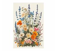 QUSAAOU Deco Tableau Murale Grappe fleurs sauvages botanique vintage base crème Multicolore Abstraction Chambre Et Le Salon Pour Chaque PièCe De Votre Appartement Toiles-50x70cm Sans cadre