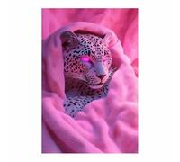QUSAAOU DéCoration Murale BohèMe Léopard dans une couverture rose Peinture Art DéCo Sur Le ThèMe Animalier Pour Chambre Salon Couloir DéCoration Murale(Rose)-20x30cm1 Sans cadre