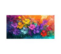 QUSAAOU Decoration Murale Fleur abstraite colorée traits épais Tableau Mural DéCoratif Maison Abstrait Moderne,Impression Toile Pour Salon Chambre Salle Bureau(Multicolore)-80x160cm1 Sans cadre