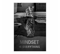 QUSAAOU DéCoration Murale Mindset est tout chat & tigre reflet Animaliers Art Mural Minimaliste Affiches ImpriméEs Sur Toile Pour DéCoration De La Maison/Salle De Bain(Noir-blanc)-80x120cm1 Sans cadre