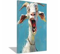 QUSAAOU DéCoration Murale Minimaliste Chèvre folle amusante Pour Toutes Les PièCes Convient à Une Utilisation IntéRieure Et ExtéRieure(Bleu canard)-20x30cm1 Encadrée