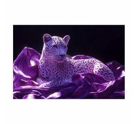 QUSAAOU DéCoration Murale Minimaliste Léopard blanc sur tissu satin violet Pour Toutes Les PièCes Convient à Une Utilisation IntéRieure Et ExtéRieure(Violet)-70x100cm1 Sans cadre