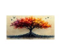 QUSAAOU Moderne Impression Sur Arbre de Vie automne impression oiseaux volants nature DéCorations Suspendues Convenant Aux Chambres Cuisines EntréEs CaféS Et Appartements.(Orange)-50x100cm1 Sans cadre