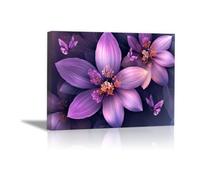 QUSAAOU Moderne Impression Sur Fleur violette dégradé papillon violet sombre DéCorations Suspendues Convenant Aux Chambres Cuisines EntréEs CaféS Et Appartements.(violet)-70x100cm Encadrée