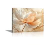 QUSAAOU Moderne Impression Sur Pivoine orange beige transparente contour doré fin DéCorations Suspendues Convenant Aux Chambres Cuisines EntréEs CaféS Et Appartements.(abricot)-70x100cm Sans cadre
