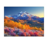 QUSAAOU Moderne Impression Sur Sommet enneigé massif montagne automne DéCorations Suspendues Convenant Aux Chambres Cuisines EntréEs CaféS Et Appartements.(Orange)-80x120cm1 Sans cadre