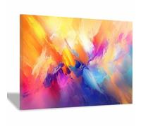 QUSAAOU Murale Art Mélange trait pinceau multicolore vif Tableaux Abstraits Art Mural Minimaliste Sur Toile AdaptéS DéCoration Murale Des Salons Chambres Salles Manger(Orange brûlé)-70x100cm Encadrée