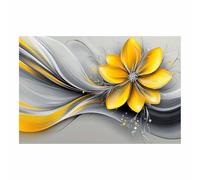 QUSAAOU Nature Paysage Impression Sur Abstrait floral jaune moderne avec design tourbillonnant LdéAl Pour Le Salon, Le Couloir D'Un Studio, Une Exposition D'Art, Ou Cadeau (Jaune)-20x30cm1 Sans cadre