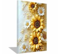 QUSAAOU Nature Paysage Impression Sur Fleurs de tournesols et marguerites texturées LdéAl Pour Le Salon, Le Couloir D'Un Studio, Une Exposition D'Art, Ou Cadeau (Jaune)-20x30cm1 Encadrée