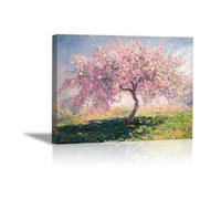 QUSAAOU Nature Paysage Impression Sur Toile Arbre cerisier tableau paysage décoratif Pour DéCorer Chambres Cuisines Salles De Bains EntréEs CaféS Et Appartements(Rose)-70x100cm1 Encadrée