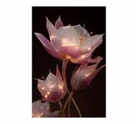 QUSAAOU Nature Paysage Impression Sur Toile Fleurs de lotus translucides pailletées Pour DéCorer Chambres Cuisines Salles De Bains EntréEs CaféS Et Appartements(Violet)-30x45cm1 Sans cadre