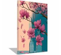 QUSAAOU Nature Paysage Impression Sur Toile Fleurs magnolia rose flacons verre pétales tombants Rose LdéAl Pour Le Salon Couloir D'Un Studio Une Exposition D'Art-50x70cm Encadrée