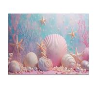 QUSAAOU Nature Paysage Impression Sur Toile Fond marin pastel éléments coquillages délicats Pour DéCorer Chambres Cuisines Salles De Bains EntréEs CaféS Et Appartements(Rose)-20x30cm1 Sans cadre